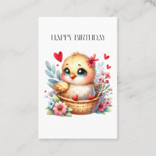 Tarjeta De Visita Pollito de cumpleaños lindo.