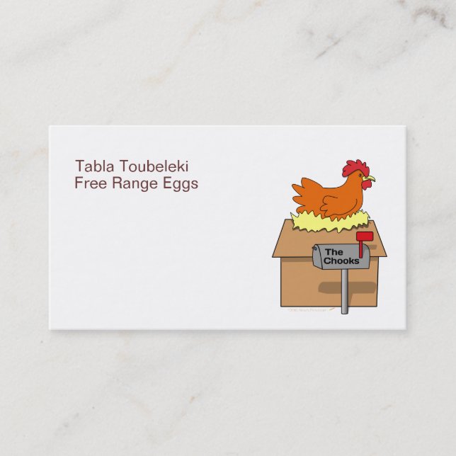Tarjeta De Visita Pollo divertido de la casa de Chook en dibujo (Anverso)