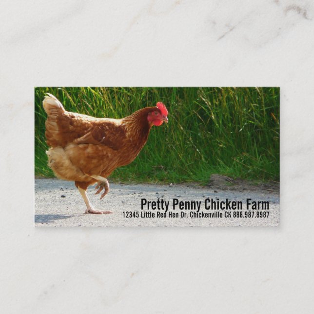 Tarjeta De Visita Pollo que cruza la granja del huevo del camino (Anverso)