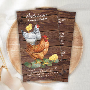 Tarjeta De Visita Pollo rústico de campo Hens Granjero de huevos fre