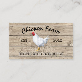 Tarjeta De Visita Pollo rústico de madera de granja