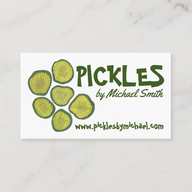 Tarjeta De Visita Pollos caseros dulces chile Dill Pickle Shop (Anverso)