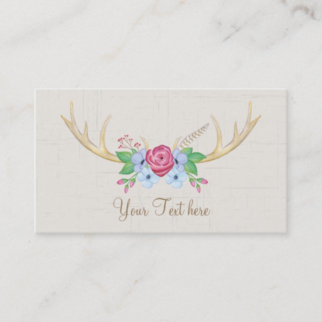 Tarjeta De Visita Pollos de agua floral rústicos con flores (Anverso)