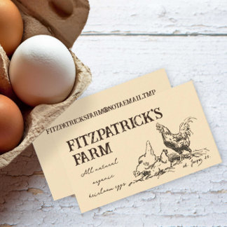 Tarjeta De Visita Pollos de cosecha de huevos de familia casera pequ