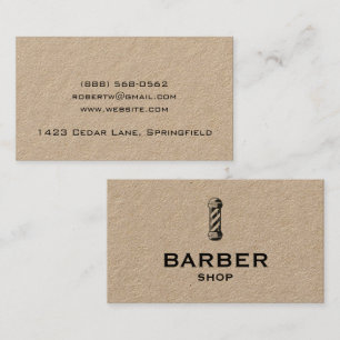 Tarjeta De Visita Polo de Barbería de Papel Kraft Antiguo