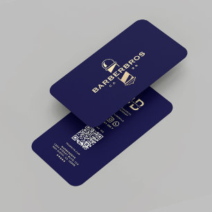 Tarjeta De Visita Polo de la barbería de oro azul de la medianoche