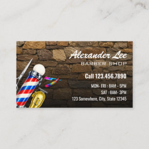 Tarjeta De Visita Polo de Tijera de Piedra para Barbería Negocio