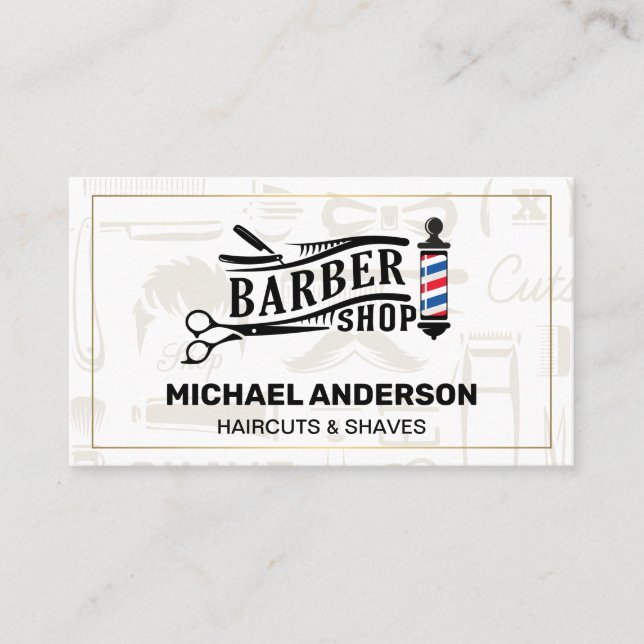 Tarjeta De Visita Polo y herramientas de barbero | Diseño (Anverso)