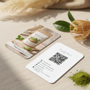 Tarjeta De Visita Polvo de Matcha Orgánico Matcha Natural Código QR