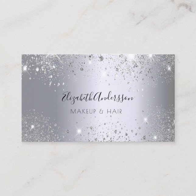 Tarjeta De Visita Polvo de plata purpurina metalizado maquillaje bel (Anverso)