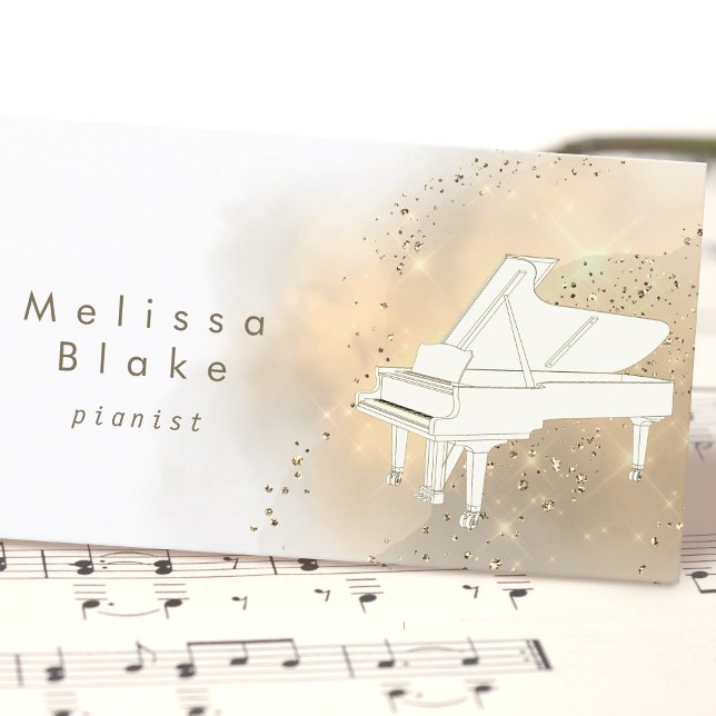 Tarjeta De Visita polvo dorado de piano blanco (Subido por el creador)