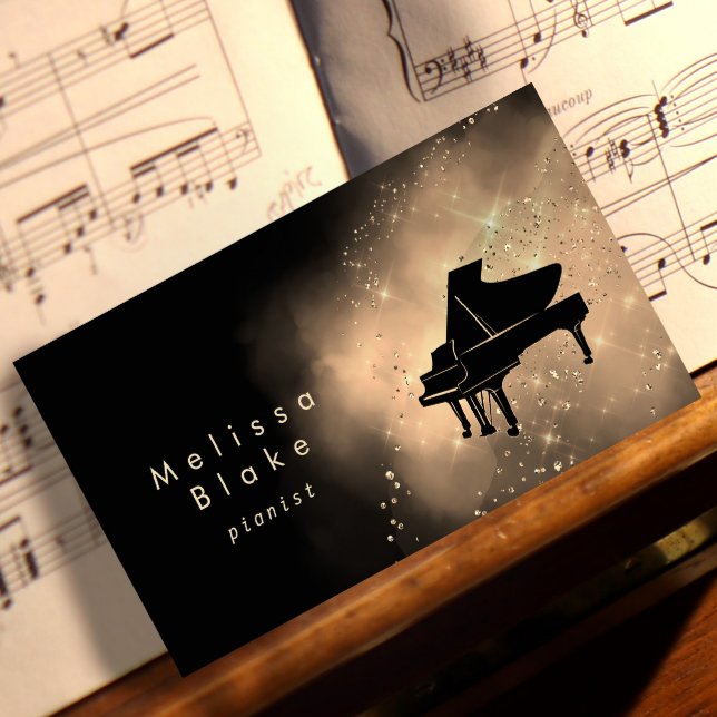 Tarjeta De Visita polvo dorado pianista (Subido por el creador)