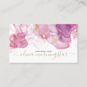 Tarjeta De Visita Polvo Elegante de Lila Rosa Dorado Acento Tinta Al