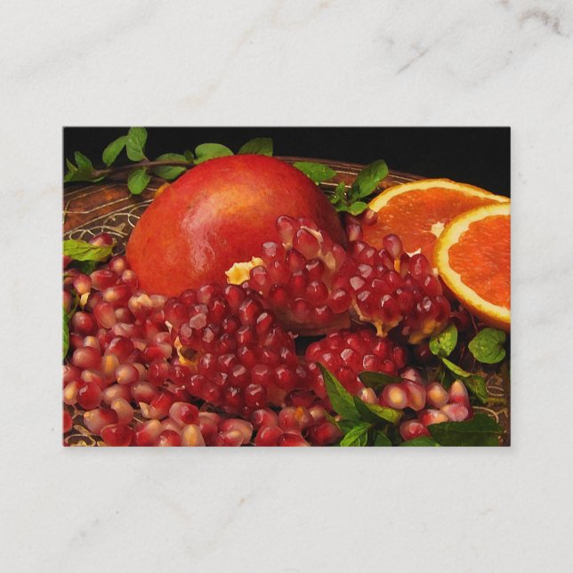 Tarjeta De Visita Pomegranato, Naranja y Mint ATC (Anverso)