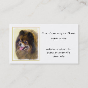 Tarjeta De Visita Pomerania Negro y Tan Pintura original de perro