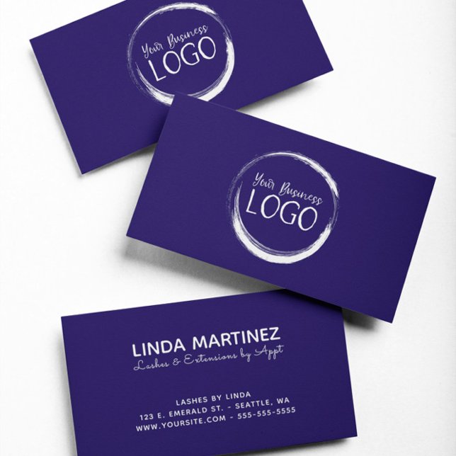 Tarjeta De Visita Poner Mi Logo Blanco En Azul Naval (Put My White Logo On Navy Blue Business Card)
