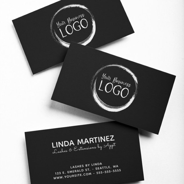 Tarjeta De Visita Poner Mi Logo Blanco En Negro (Put My White Logo On Black Business Card)