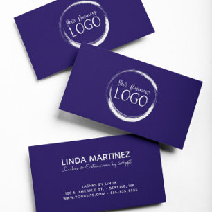 Tarjeta De Visita Ponga mi logotipo blanco sobre azul marino