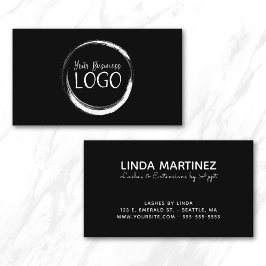 Tarjeta De Visita Ponga mi logotipo blanco sobre negro