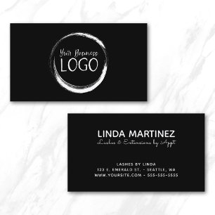 Tarjeta De Visita Ponga mi logotipo blanco sobre negro
