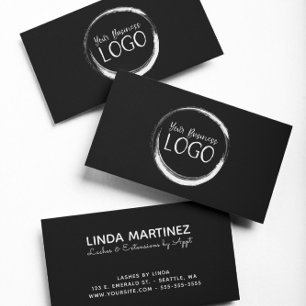 Tarjeta De Visita Ponga mi logotipo blanco sobre negro
