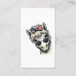 Tarjeta De Visita Poni Patriótico Con Gafas De Sol Diseño Vectorial 