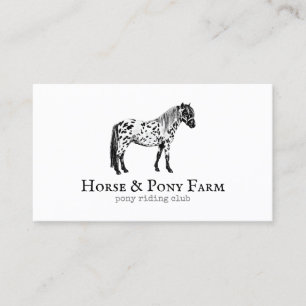 Tarjeta De Visita Pony Black White Horse