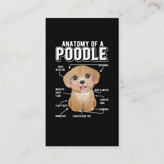 Tarjeta De Visita Poodle Anatomy Divertido perro (Anverso)