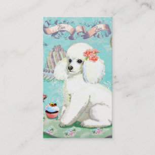Tarjeta De Visita Poodle blanco con pastel