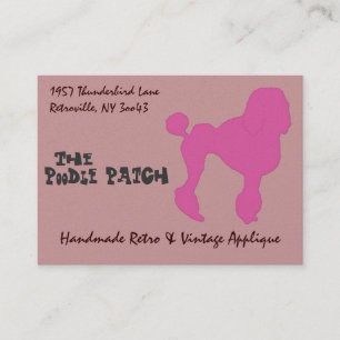 Tarjeta De Visita Poodle de fieltro rosa de los años 50