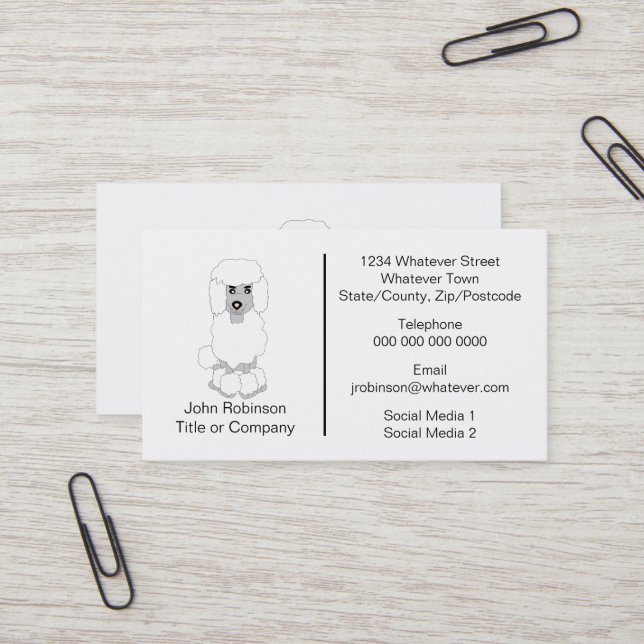 Tarjeta De Visita Poodle Dog Design Dog Grooming Parlor (Anverso/Reverso In Situ)