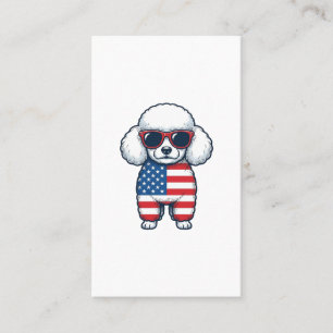 Tarjeta De Visita Poodle Patriótico con Gafas de Sol Diseño Vectoria