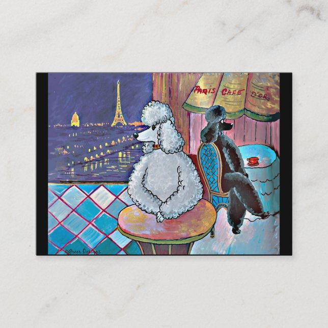 Tarjeta De Visita Poodles Paris Cafe Business Card (Anverso)