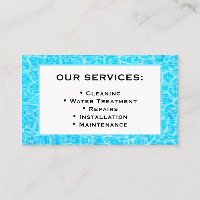 Tarjeta De Visita Pool Service Business Card Template (Reverso)