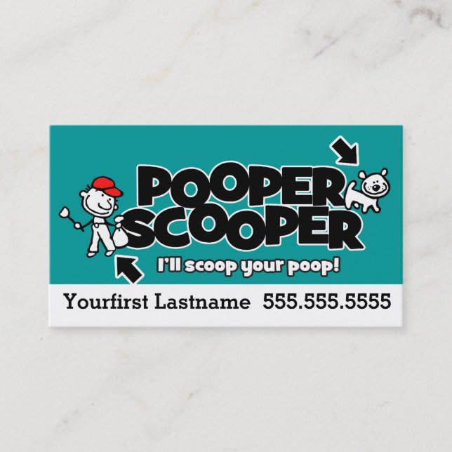 Tarjeta De Visita Pooper Scooper.Mascota eliminación de residuos.Per (Anverso)