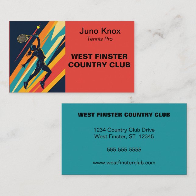 Tarjeta De Visita Pop Art Woman Tennis Player (Anverso / Reverso)