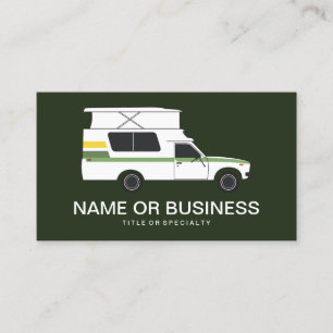 tarjeta de visita pop chinook camper retro greens