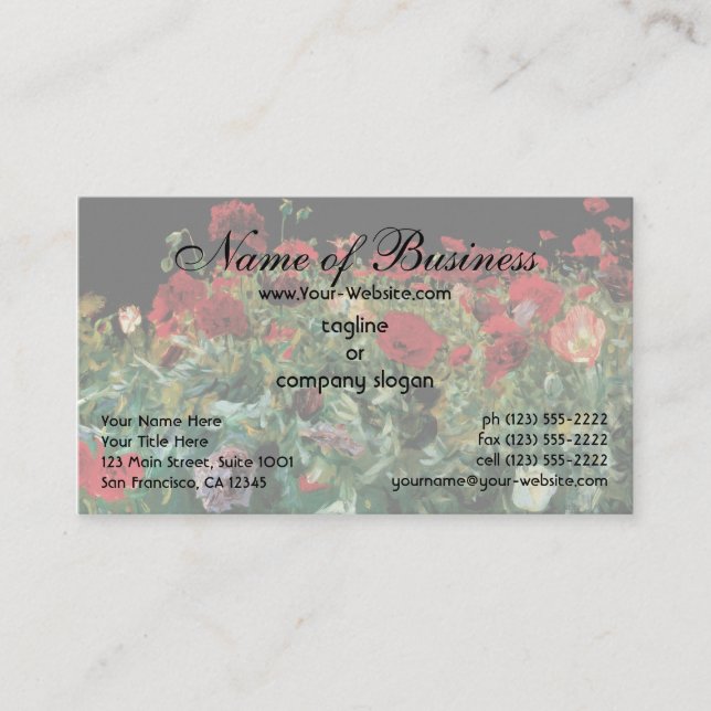 Tarjeta De Visita Poppies, Sargento John Singer, arte de realismo vi (Anverso)