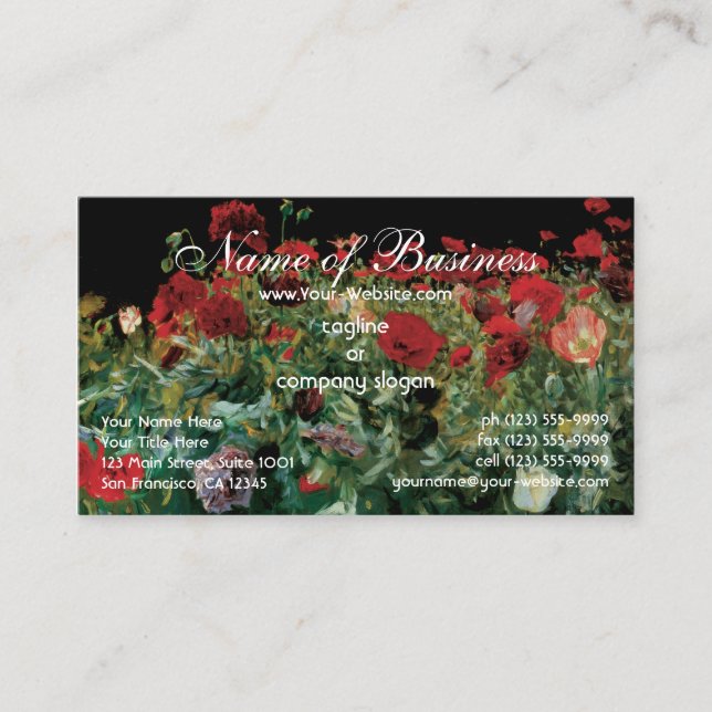 Tarjeta De Visita Poppies, Sargento John Singer, arte de realismo vi (Anverso)