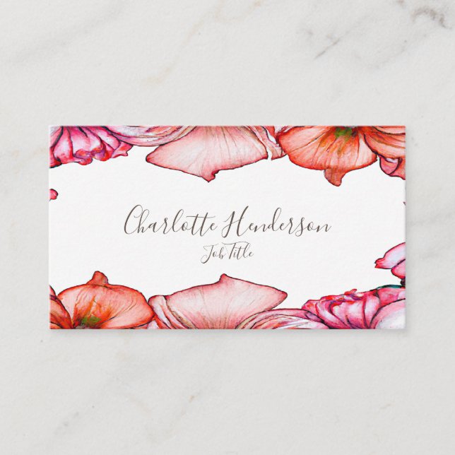 Tarjeta De Visita Poppies Watercolor Business Card (Anverso)