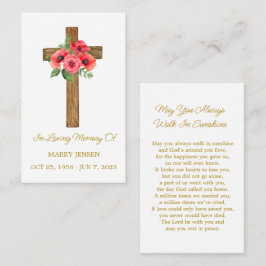 Tarjeta De Visita Poppy Cross Memorial Funeral Prayer Card