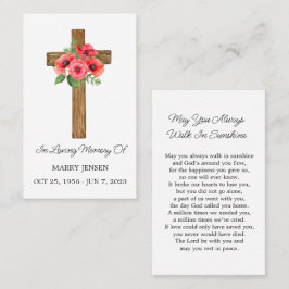 Tarjeta De Visita Poppy Cross Memorial Funeral Prayer Card