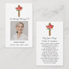 Tarjeta De Visita Poppy Cross Memorial Photo Funeral Prayer Card