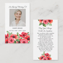 Tarjeta De Visita Poppy Memorial Photo Funeral Prayer Card
