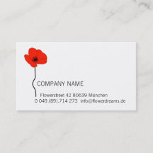 ♥ Poppy* yBee Papaver negocio Card *Red