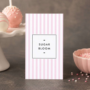 Tarjeta De Visita Pops de Pastel de Rayas Rosadas Retro