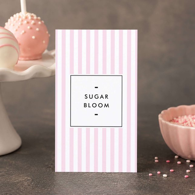 Tarjeta De Visita Pops de Pastel de Rayas Rosadas Retro (Subido por el creador)