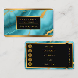 Tarjeta De Visita Popular colección de mármol azul turquesa
