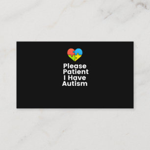 Tarjeta De Visita Por favor, paciente, tengo autismo en la camiseta