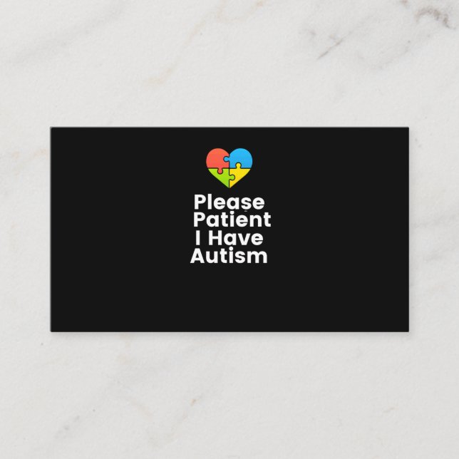 Tarjeta De Visita Por favor, paciente, tengo autismo en la camiseta (Anverso)